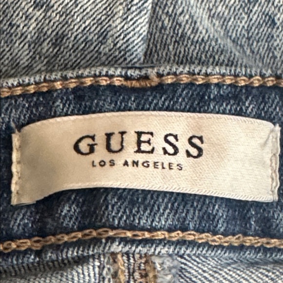 GUESS Acid Wash Two Tone 1981 Skinny Blue Denim Jeans Sz 28 Mid Rise Fray Ankle - Picture 6 of 9